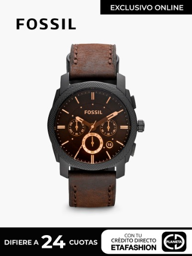 Reloj Fossil Machine Chronograph Correa Cuero / Café