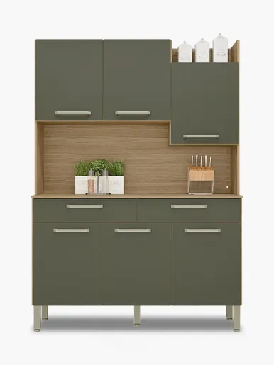 Mueble de Cocina Moderna Muebles el Bosque | Freijo /  Verde Oliva