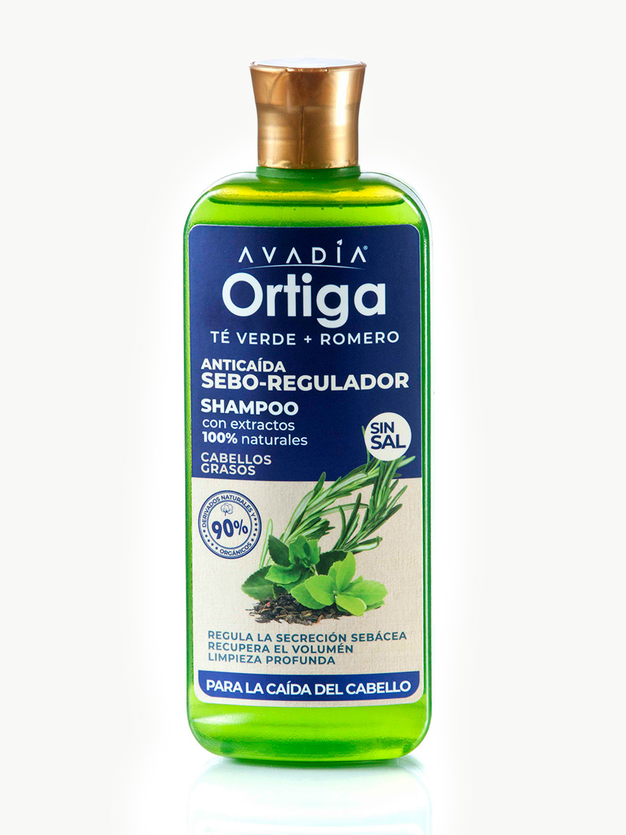 Shampoo Anti Caída Sebo Regulador Ortiga, Te Verde Y Romero