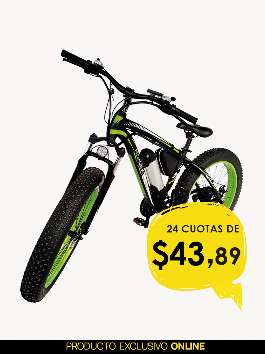 Bicicleta Eléctrica City Bike III Negro/Verde - NewWalk