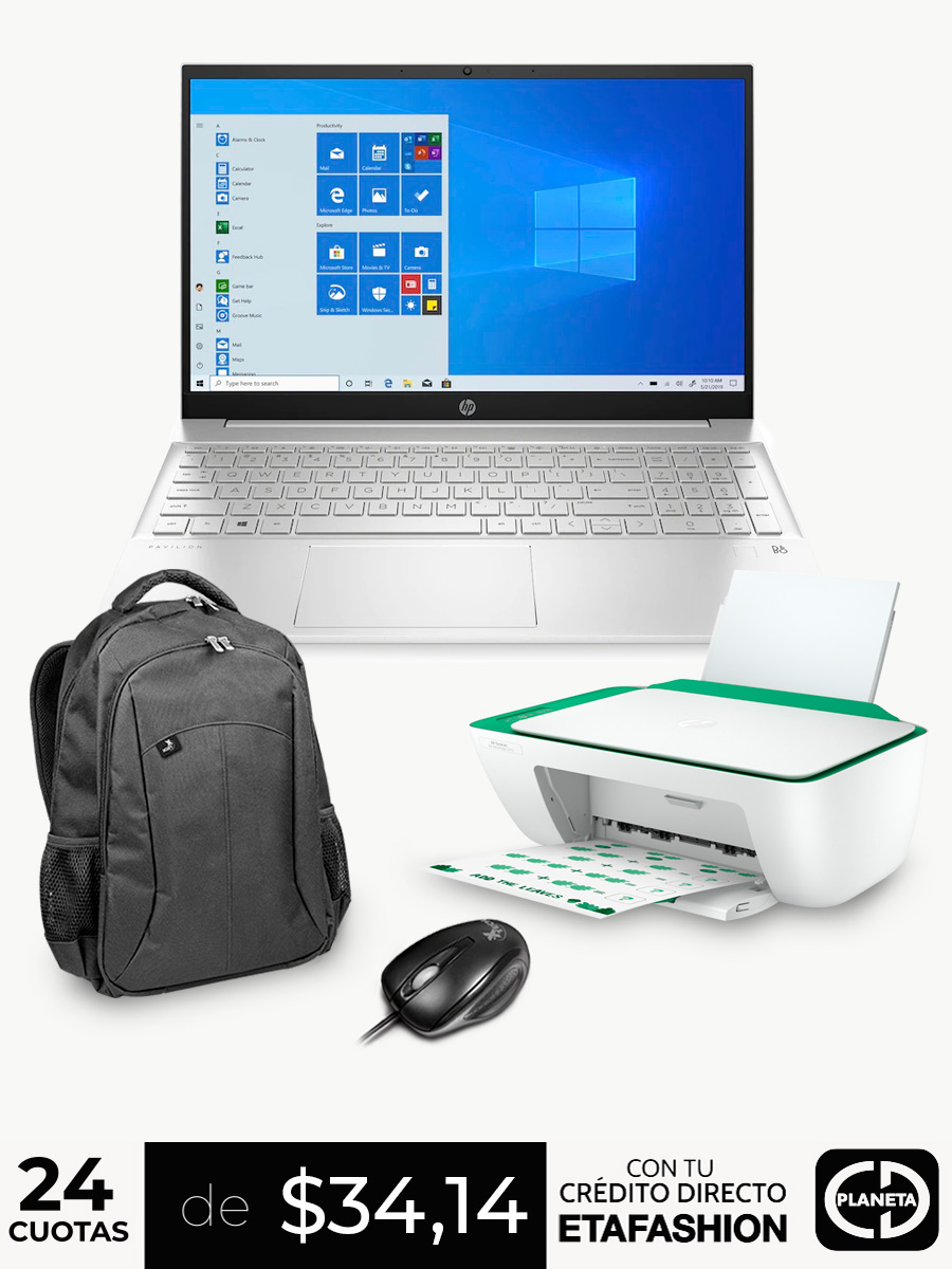 Combo Laptop HP Pavilion 8GB 256GB + Impresora HP + Mochila + Mouse