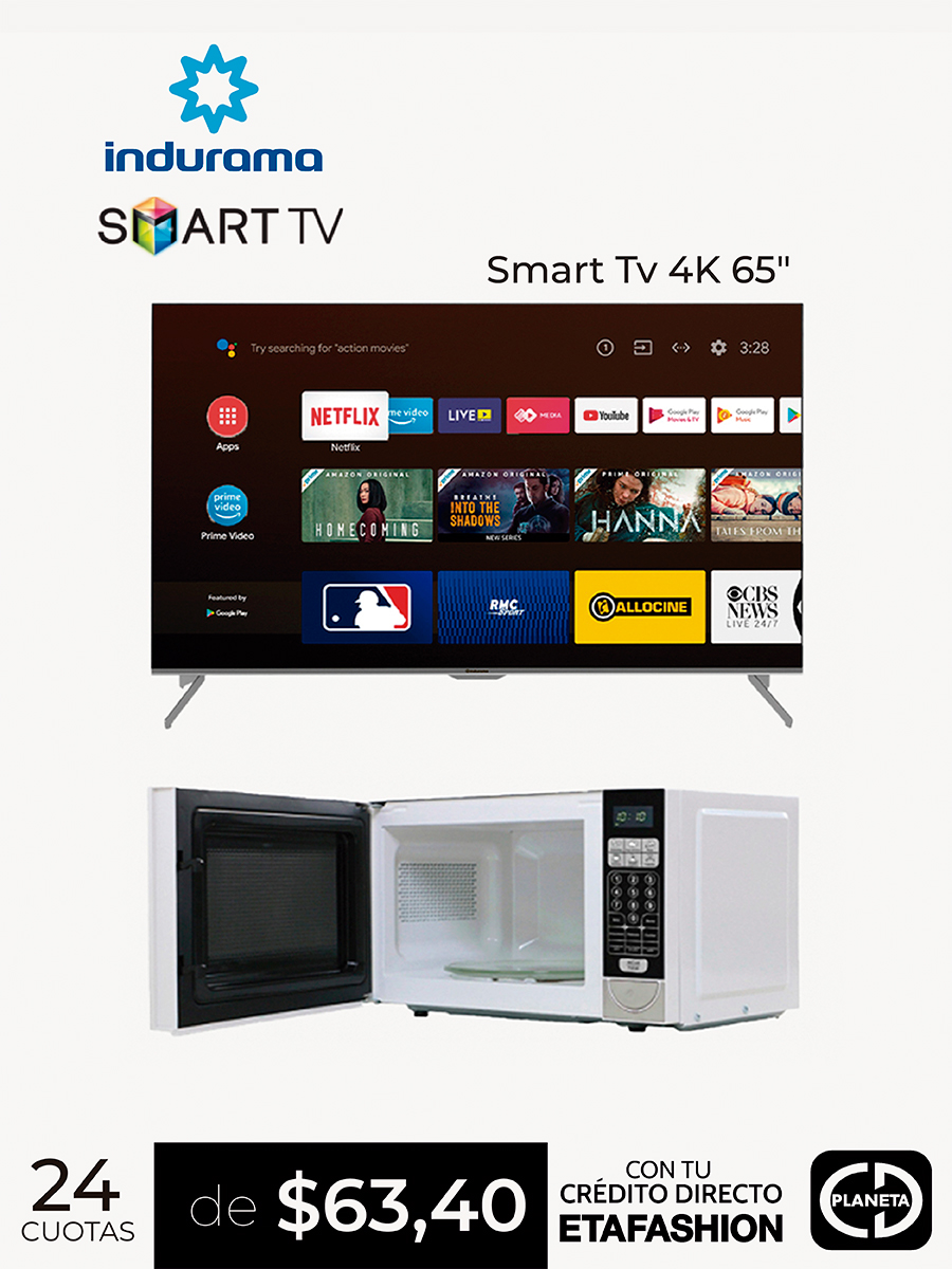 Combo Smart Tv  4K 65" + Microondas DAMWI-20BL  - Indurama