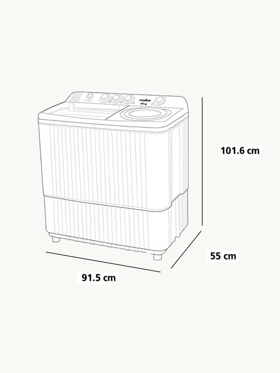 Lavadora Semiautomática Mabe LMD6124PBAB0 / 16 Kg