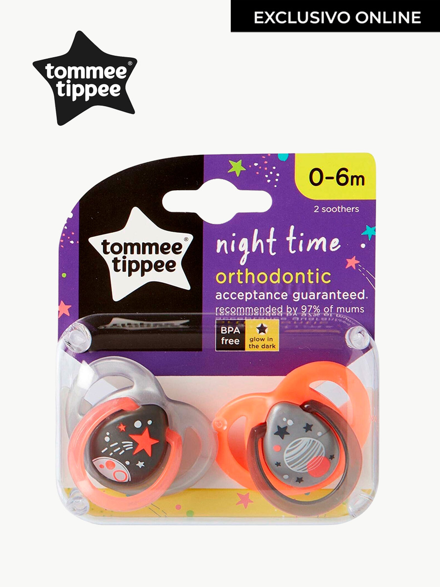 Chupones Tommee Tippee Night Time 0-6M  Negro/Naranja