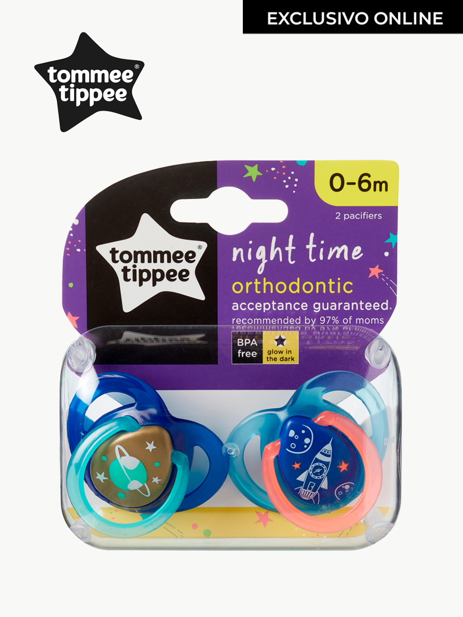 Chupones Tommee Tippee Night Time 0-6M Azul/Celeste