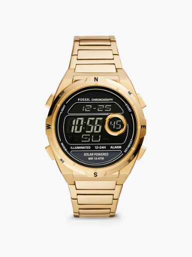 Reloj Fossil Everett Solar Digital Correa Acero / Dorado