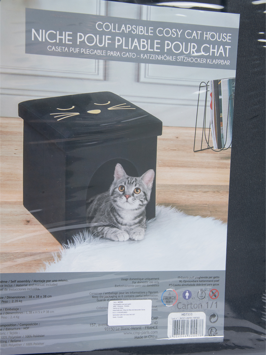 Puff Plegable Gato / Negro