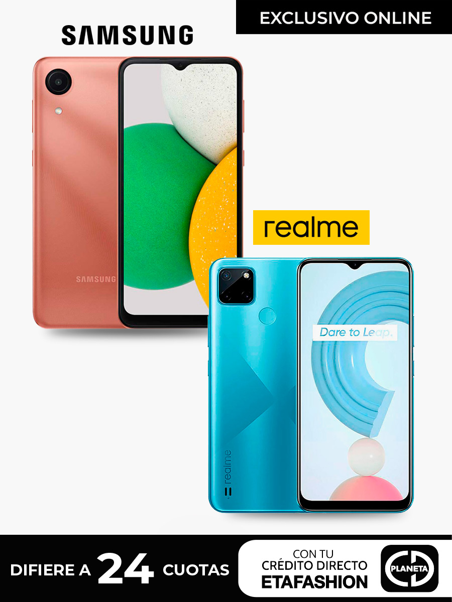 Combo Celular Realme C21Y - Azul + Celular Samsung A03 Core - Rosa