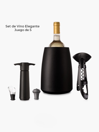 Set de Vino elegante Vacu Vin 5 Piezas / Negro