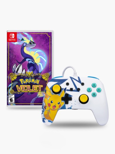 Combo Control Nintendo Switch Alámbrico Pikachu High Voltaje + Juego de Video Nintendo Switch Pokemon Violet