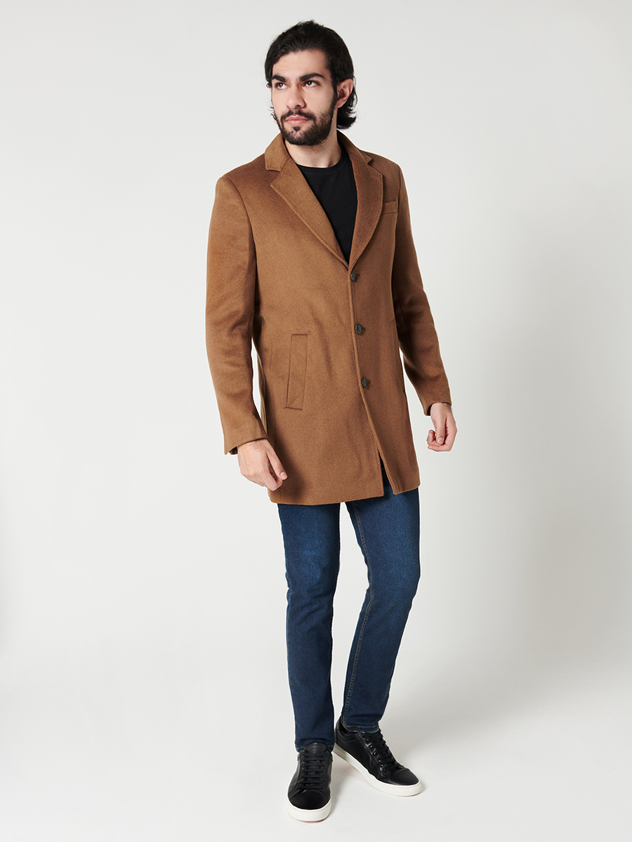 Abrigo De Piel Para Hombre Saco De Solapa Chaqueta Larga