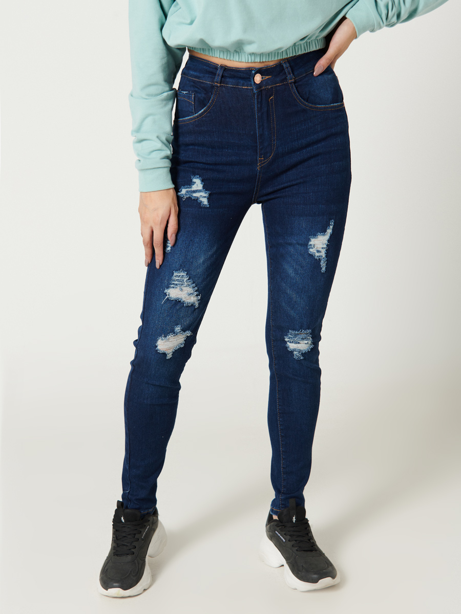 Jean Skinny Azul con Rotos, JEANS Y PANTALONES, JEANS Y PANTALONES, MODA  MUJER, MUJERES