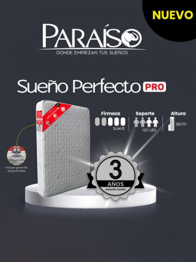 Combo Base <em class="search-results-highlight">Paraíso</em> 2 Plazas Microfibra / Gris + Colchón <em class="search-results-highlight">Paraíso</em> 2 Plazas Sueño Perfecto PRO /  Blanco