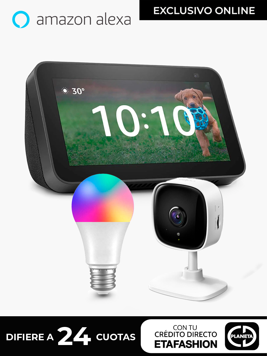 Kit Alexa Pantalla Echo Show 8 (2da Generación) 8 + Cámara Tapo C100 + Foco Inteligente
