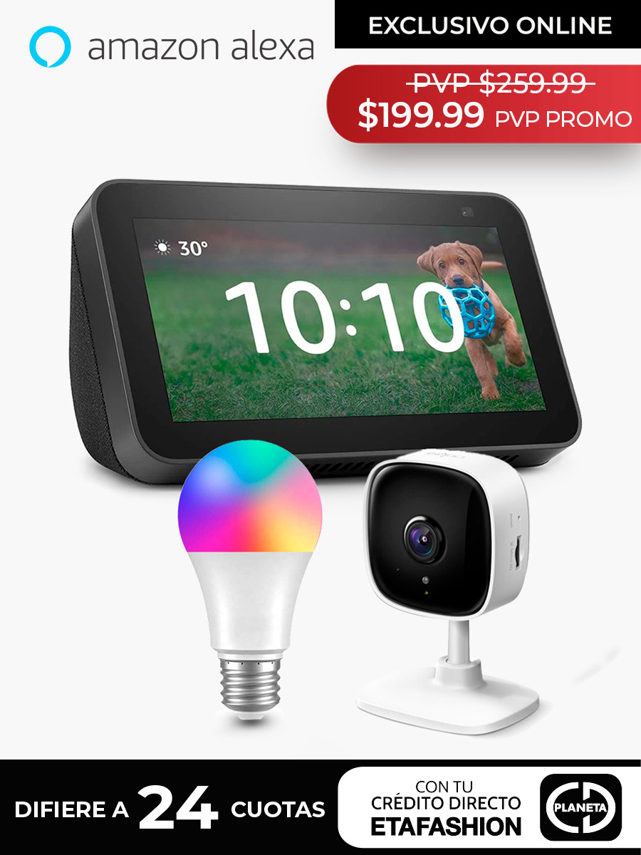 Kit Alexa Pantalla Echo Show 8 (2da Generación) 8 + Cámara Tapo C100 + Foco Inteligente