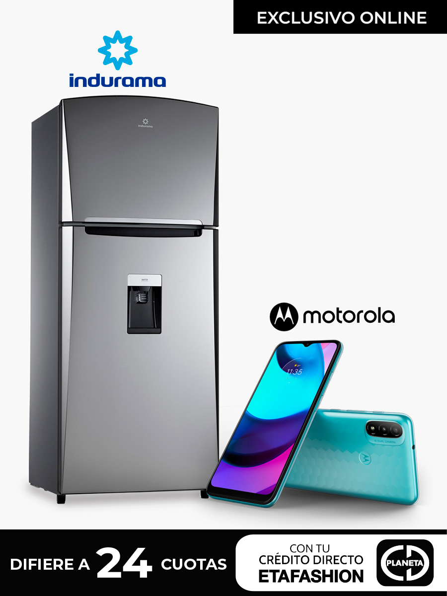 Combo Refrigeradora  Top Mount Indurama RI- 480 / 370 Lts + Celular Motorola E20 / Azul