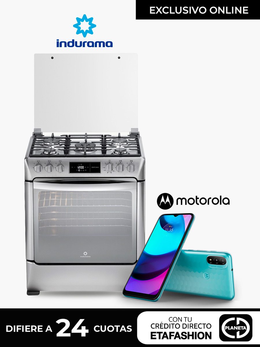 Combo Indurama Cocina Montecarlo Zafiro + Celular Motorola E20 / Azul