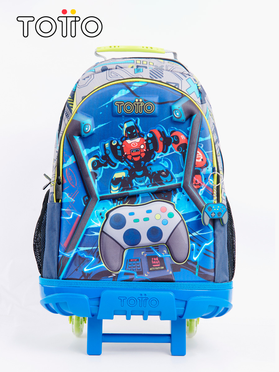Mochila escolar con ruedas grande de videojuegos - Monark - Azul