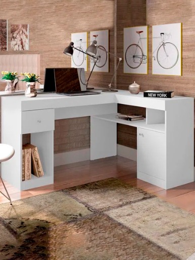 Combo Muebles el Bosque <em class="search-results-highlight">Escritorio</em> Nilo | Blanco + Silla Comedor Fisher II |  Negro