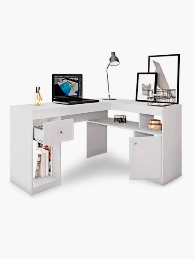 Combo Muebles el Bosque <em class="search-results-highlight">Escritorio</em> Nilo | Blanco + Silla Comedor Fisher II |  Celeste