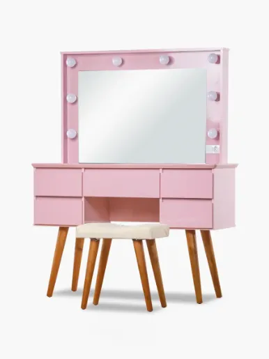 Tocador Camarim Strass con Banqueta Muebles el Bosque | Rosado Pastel