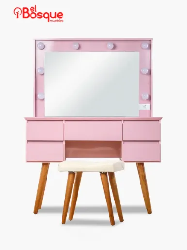 Tocador Camarim Strass con Banqueta Muebles el Bosque | Rosado Pastel