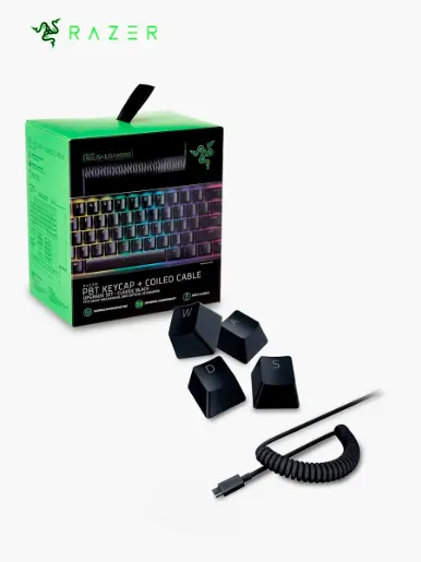 Juego de Teclas Razer PBT + Cable en espiral | Negro