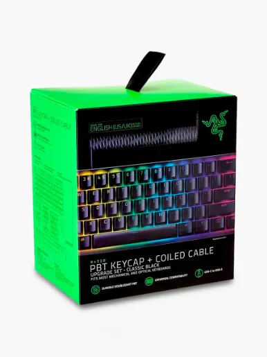 Juego de Teclas Razer PBT + Cable en espiral | Negro