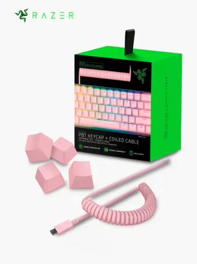 Juego de Teclas Razer PBT + Cable en espiral |  Rosa