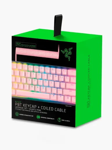 Juego de Teclas Razer PBT + Cable en espiral |  Rosa