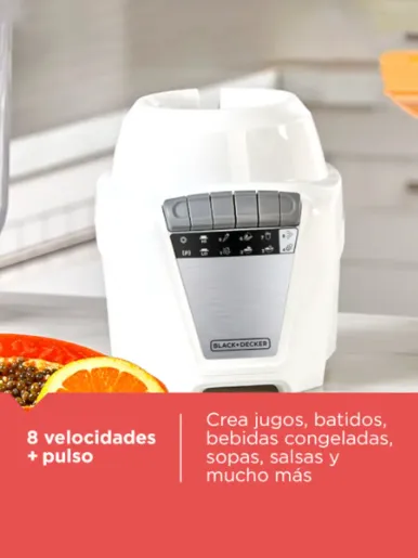 Licuadora Black Decker Ice Crush 8V + Jarra Plástico | Blanco