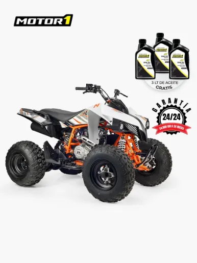 Motor 1 Rocket 200 - 200cc Sport - Moto A Gasolina | Blanco/Naranja