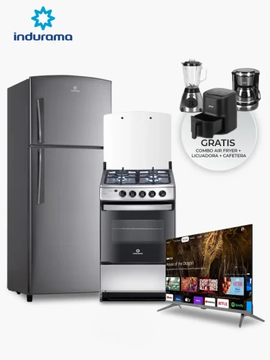 Combo Indurama Cocina Cadiz + Refrigeradora -375 + TV de 32"