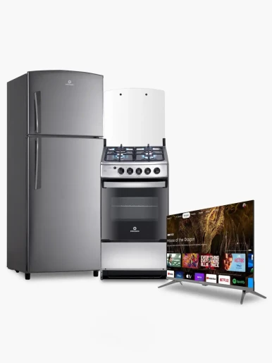 Combo Indurama Cocina Cadiz + Refrigeradora -375 + TV de 32"