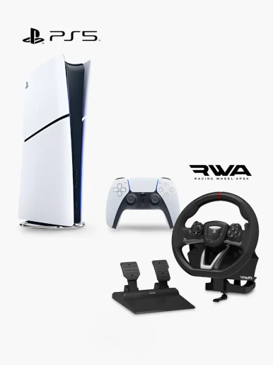 Combo PlayStation 5 Slim Digital  1TB + Volante de Carreras Sony PS5 Hori Racing Wheel Apex 