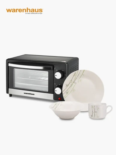 Combo Warenhaus Horno Eléctrico Gratis Vajilla 12 pzs