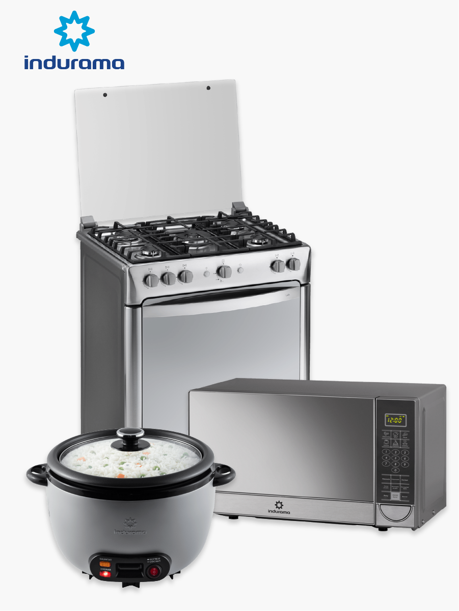 Combo Cocina Turín Indurama 30" + Microondas Indurama20lt + Olla Arrocera Indurama 1.8lt